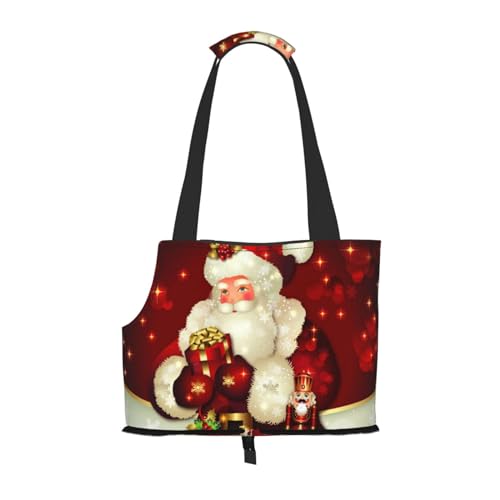 Tragbare Faltbare Haustier Schulter Frohe Weihnachten Santa Claus Tasche - Hohe Dichte Reißfest Haustier Reise Handtasche für kleine Tiere von VYONNE