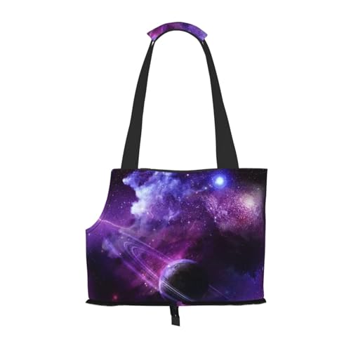 Tragbare Faltbare Haustier Schulter Galaxy Starry Space Lila Starry Bag - Hohe Dichte Reißfest Haustier Reise Handtasche für kleine Tiere von VYONNE