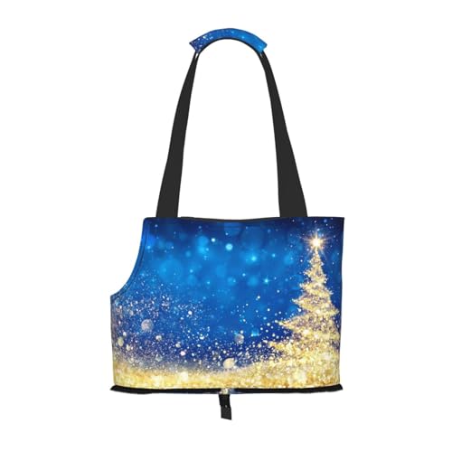 Tragbare Faltbare Haustier Schulter Golden Glitter Weihnachtsbaum Tasche - Hohe Dichte Reißfest Haustier Reise Handtasche für Kleintiere von VYONNE