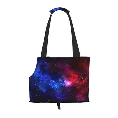 Tragbare Faltbare Haustier Schulter Rot Blau Galaxy Tasche - Hohe Dichte Reißfest Haustier Reise Handtasche für Kleintiere von VYONNE