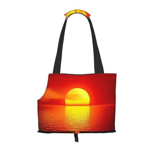 Tragbare Faltbare Haustier Schulter Rot Sonnenaufgang Tasche - Hohe Dichte Reißfest Haustier Reise Handtasche für Kleintiere von VYONNE