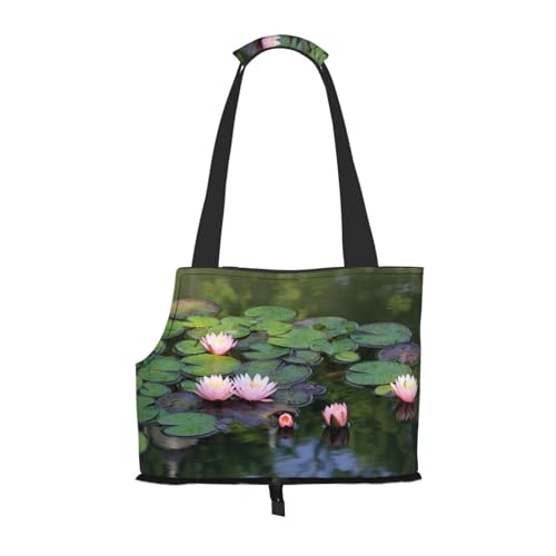 Tragbare Faltbare Haustier Schulter Schöne Lotus Blume Tasche - Hohe Dichte Reißfest Haustier Reise Handtasche für Kleintiere von VYONNE