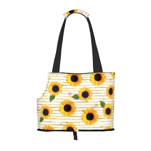 Tragbare Faltbare Haustier Schulter Sonnenblume Muster Tasche - Hohe Dichte, Reißfest, Haustier Reise Handtasche Für Kleine Tiere von VYONNE