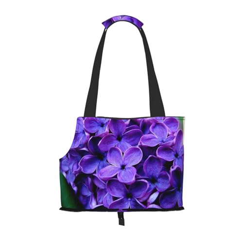 Tragbare Faltbare Haustier Schulter Violette Blume Tasche - Hohe Dichte Reißfest Haustier Reise Handtasche für Kleintiere von VYONNE