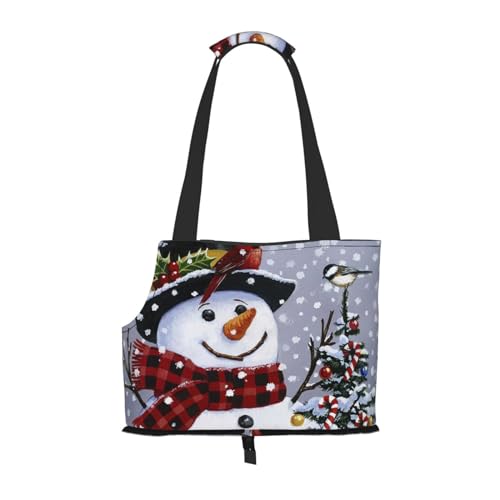 Tragbare Faltbare Haustier Schulter Weihnachten Schneemann Tasche - Hohe Dichte Reißfest Haustier Reise Handtasche für Kleintiere von VYONNE