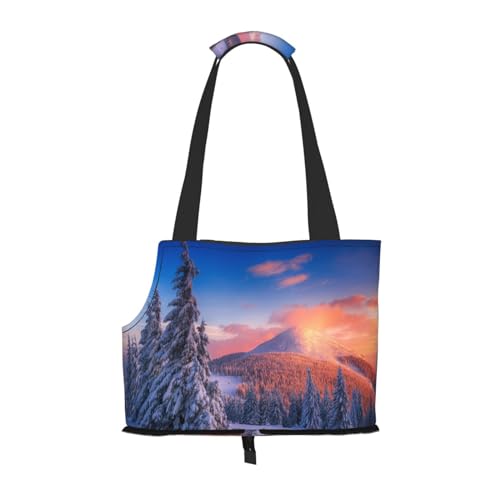 Tragbare Faltbare Haustier Schulter Winter Wonderlands Tasche - Hohe Dichte Reißfest Haustier Reise Handtasche für Kleintiere von VYONNE