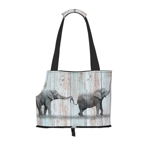 Tragbare faltbare Haustier Schulter Elefant Kunst auf Holz Tasche - Hohe Dichte, Reißfest, Haustier Reise Handtasche für kleine Tiere von VYONNE