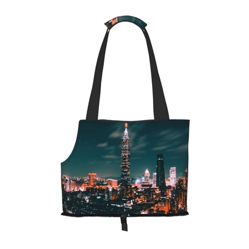 Tragbare faltbare Haustier Schulter Taipei Landschaft Tasche - hohe Dichte, reißfest, Haustier Reise Handtasche für kleine Tiere von VYONNE