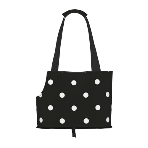 Tragbare faltbare Haustier-Schultertasche, schwarz und weiß, gepunktet, hohe Dichte, reißfest, Haustier-Reise-Handtasche für kleine Tiere von VYONNE