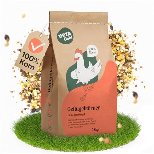 Vytafield Geflügelfutter Körner | Ergänzungsfutter für Hühner, Enten, Wachteln & Gänse | 25kg Körnerfutter | 100% Korn ohne künstliche Zusätze | Hühnerfutter Winter & Ganzjahresfütterung von VYTAfield