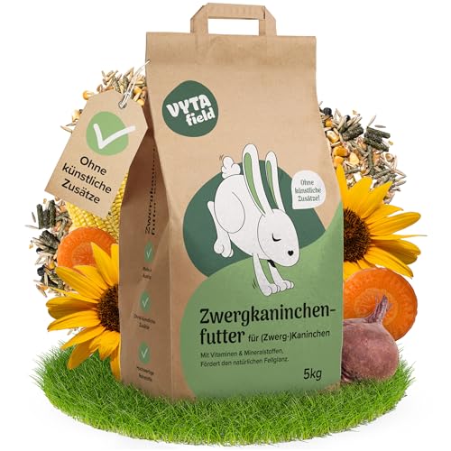 VYTAfield® Zwergkaninchenfutter | Natürliches Kaninchenfutter für (Zwerg-) Kaninchen | 5kg Nagerfutter | Ohne künstliche Zusätze | Mit Vitaminen & Mineralstoffen | Hasenfutter für gesunden Fellglanz von VYTAfield