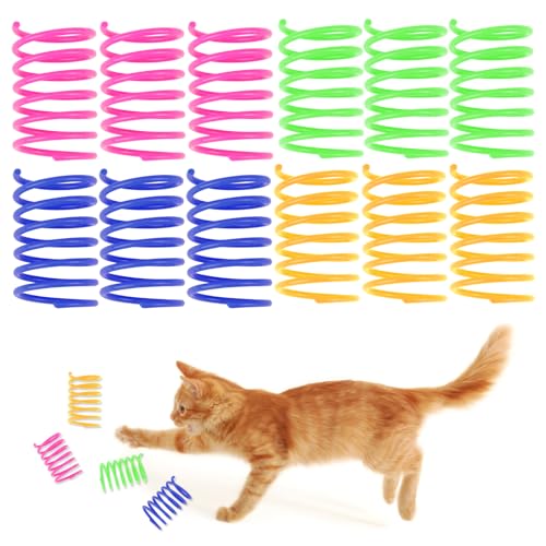 Katzen-Federspielzeug, buntes kreatives Katzenspielzeug zum Schlagen, Beißen, Jagd, Kätzchen, Spielzeug, langlebig, schwere Kunststoff-Spiralfedern, interaktives Spielzeug zum Zeitvertreib (Blau + von Vachelper