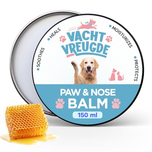 Vacht Vreugde 150 ml Pfotenbalsam für Hunde & Katzen - Natürlicher Pfotenschutz mit Bienenwachs - Hundezubehör für weichere Pfoten - Hunde Zubehör - Pflegt rissige und spröde Pfoten im Winter & Sommer von Vacht Vreugde