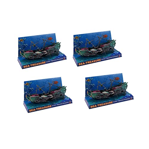 Vadillo 4X Großes Aquarium Dekoration Boot Kunststoff Aquarium Schiff Luft Teilt Schiffswrack Aquarium C von Vadillo