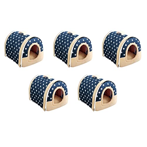 Vadillo 5X Soft Warm Star Pattern 2 Im 1 Pet Nest Rutschfestes Hundekatzenbett Faltbares Winter Soft Cosy Schlafsack Mat Pad Kissen von Vadillo