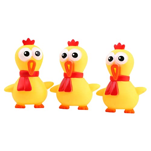 Vaguelly 3 STK Latex schreit Huhn Hühnerspielzeug schreit mittelgroßes Hundespielzeug Hüpfspielzeug interaktives Spielzeug Animal Toys Quetschspielzeug schreiendes Huhn Emulsion Yellow von Vaguelly