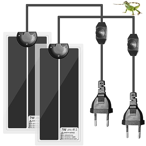 2 Stück Reptilien Heizmatte: 7w Heizmatte Terrarium 15*28cm, Heizmatte pflanzen mit Temperaturregelung, Reptil Heizmatte, Terrarium Heizmatten Für Schildkröte, Schildkröte, Schlangen, Eidechse, Gecko von Vaileal