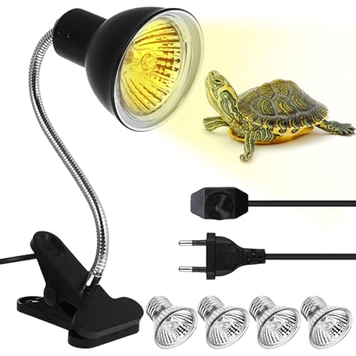 Schildkröte Wärmelampe, E27 UVA UVB Reptilien Terrarium Lampe mit Temperaturregelung, 25 W 50 W Wärmelampe Schildkröten mit 360° Schwenkklemme, Wärmespotlampe für Reptilien, Eidechsen, schildkröten von Vaileal