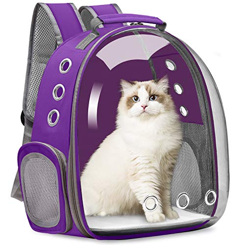 Katzentragerrucksack, Haustier-Tragerucksack für kleine und mittelgroße Katzen, Welpen, Hunde, Tragetasche, Weltraumkapsel, Haustier-Tragetasche für Reisen, Wandern, Spazierengehen, Camping (lila) von Vailge