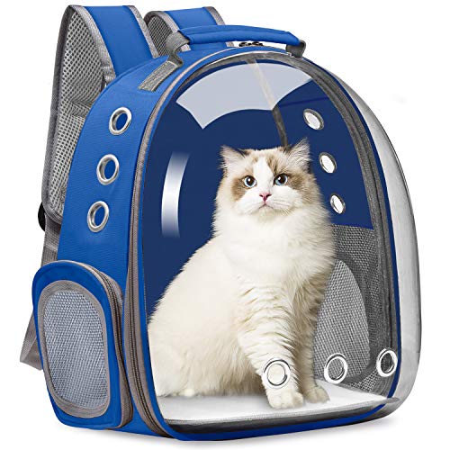 Katzentragerrucksack, Haustier-Tragerucksack für kleine und mittelgroße Katzen, Welpen, Hunde, Tragetasche, Weltraumkapsel, Haustier-Tragetasche für Reisen, Wandern, Wandern, Camping, Blau von Vailge