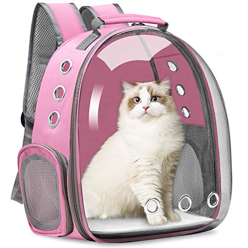 Vailge Katzentrager-Rucksack, Haustier-Tragetasche, Fronttasche für kleine, mittelgroße Katzen, Welpen, Hundetragetasche, Raumkapsel, Haustier-Tragetasche für Reisen, Spazierengehen, Camping (Rosa) von Vailge