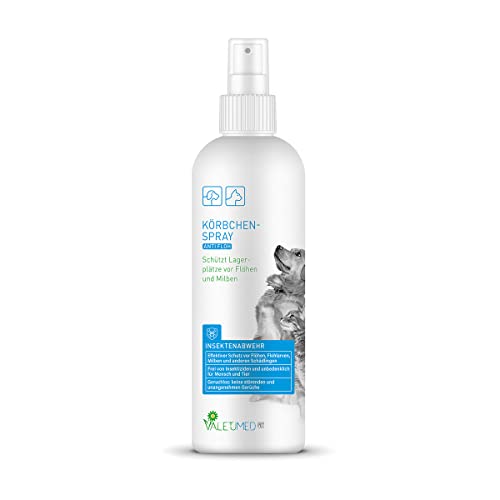 Valetumed Körbchenspray, 200 ml, schützt die Lagerplätze von Hunden oder Katzen vor Flöhen und Milben, Geruchlos, Keine störenden und unangenehmen Gerüche, Unbedenklich für Mensch und Tier von Valetumed