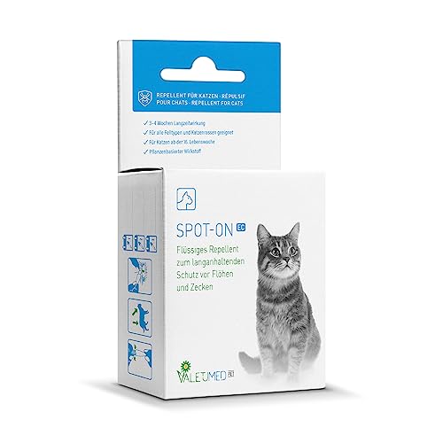 Valetumed Spot on EC, Größe S (Katze 1-4 kg), Pipette 3 x 0,7 ml, Repellent zum Auftragen auf die Haut gegen Flöhe und Zecken mit bis zu 12 Wochen Langzeitwirkung von Valetumed