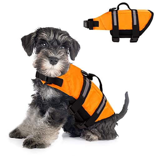 Hundeschwimmweste,Reflektierende Schwimmweste Hund,Verstellbare Hund Rettungsweste,Haustier Floatation Schwimmweste mit Rettungsgriff,Sommer Badebekleidung für Schwimmbad,Bootfahren,Kanufahren (M) von Valicaer