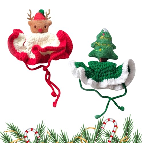 Valicaer Haustier Weihnachtsmütze,2Pcs Weihnachts Gestrickte Hundemütze Hund Winter Strickmütze Weihnachtliche Hundehüte Gestrickte Mütze Weihnachten Haustier Kostüme Zubehör für Kleine Haustiere von Valicaer