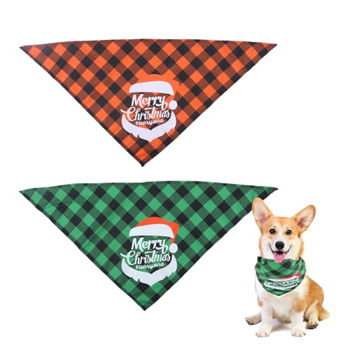 Valicaer Hunde Weihnachtstuch,2Pcs Weihnachten Hundehalstuch Haustier Weihnachts Dreieck Lätzchen Verstellbar Halstuch Hundehalsband Weihnachts Kostüm Zubehör für Kleine Mittelgroße Welpe Katze (L) von Valicaer