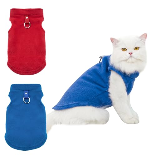 Valicaer Hundepullover Kleine Hunde,2Pcs Fleece Pullover Hunde Weste Warm Hundejacke Fuzzy Welpen Kleidung Hundepulli Haustierpullover Hundebekleidung für Kleine Hunde Fleecemantel mit D-Ring (L) von Valicaer