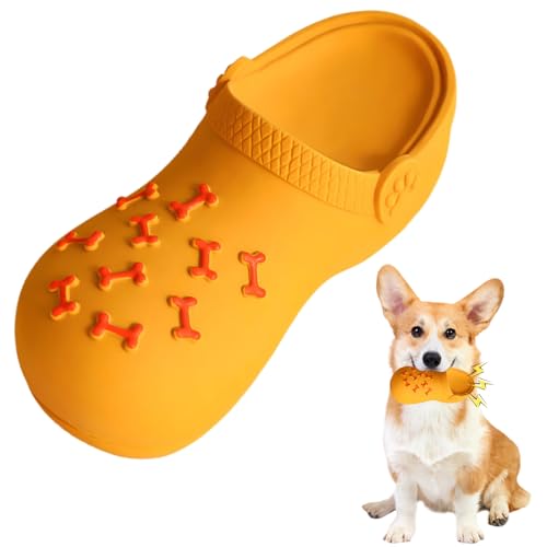 Valicaer Quietschendes Hundespielzeug,Kauspielzeug Hunde Unzerstörbar Interaktives Hunde Spielzeug Rubber Welpenspielzeug Kauen Spielzeug für Kleine Mittlere Große Hunde Welpen Haustiere (Orange) von Valicaer