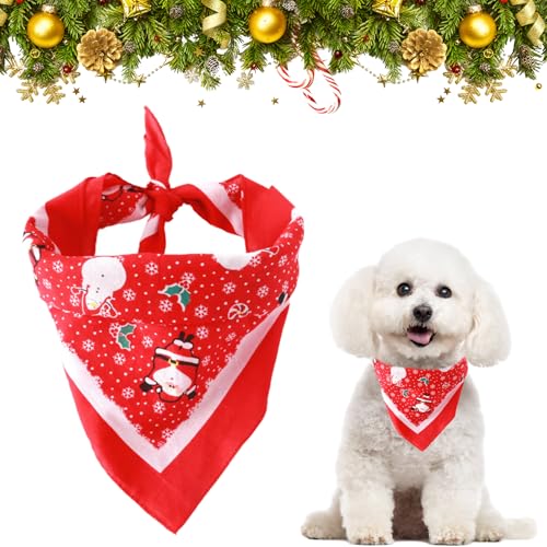 Valicaer Weihnachts Hunde Bandana Schal,Weihnachts Hundehalstuch Weihnachtsmann Dreieck Lätzchen Hunde Verstellbar Halsband Fliege Weihnachts Haustier Kostüm Zubehör für Mittelgroße Große Welpe Hunde von Valicaer