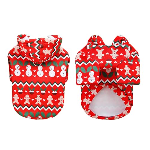 Valicaer Weihnachtspullover Hunde,Weihnachten Kleidung Warme Hoodies mit D-Ring Katze Hund Weihnachten Outfit Xmas Haustier Kleidung Weihnachten Kostüme Hundepullover für Kleine Mittlere Hund Katzen von Valicaer