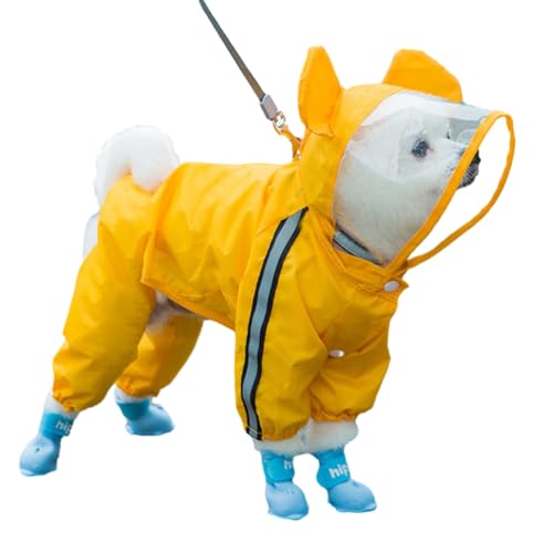 Wasserdichter Hund Regenmantel mit Kapuze und Sicheren Reflektierenden Streifen,Leichter Hunde-Slicker-Poncho mit Kapuze,Hunde Regenmantel Regenjacke für Kleine,Mittelgroße und Große Hunde (2XL) von Valicaer