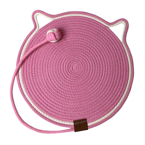 VALINK Katzenkratzmatte mit Katzenballspielzeug, 2 in 1 Katzenkratzmatte, 43,2 cm Größe, natürliches Baumwollseil, Kratzmatte für Indoor-Katzen, Rosa von Valink