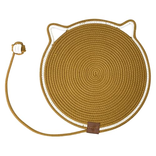 VALINK Kratzmatte mit Katzenball Spielzeug, 2 in 1 Katzenkratzmatte, 43,2 cm Größe, natürliches Baumwollseil, Kratzmatte für Indoor-Katzen, Braun von Valink