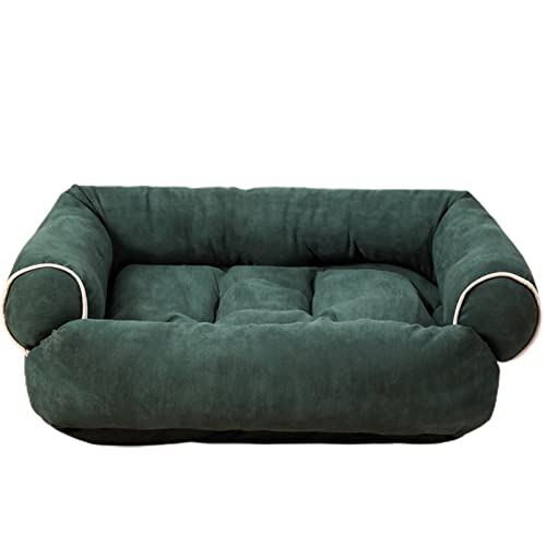 Valink Haustier-Sofa-Bett, super weiches Plüsch-Haustier-Sofa, Deluxe-Liegebett mit 3 Seiten, Armlehne für mittelgroße und kleine Hunde, rutschfeste Unterseite, für tiefen Schlaf von Valink