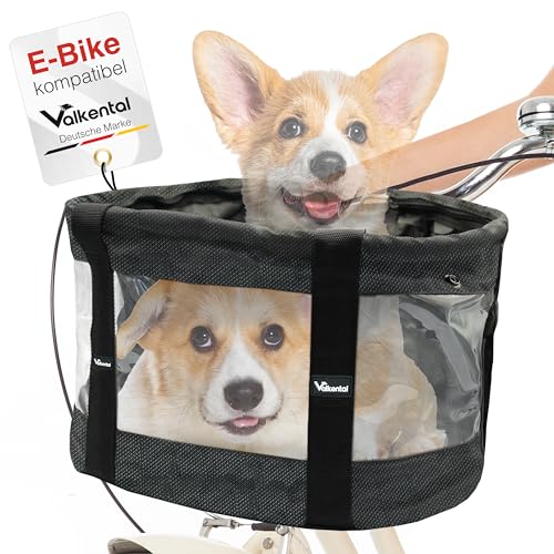 Valkental - Fahrradkorb für Hunde KLICKfix Kompatibel | Ideal als Einkaufskorb | Stabil und Sicher | Inkl. Bodenkissen & Praktischen Fächern von Valkental