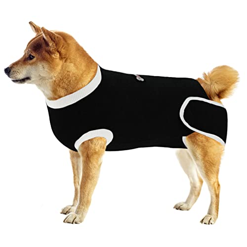 Vanansa Chirurgischer Hundeanzug, Hunde-Operation, Genesungsanzug für männliche und weibliche Hunde, Onsie zum alternativen E-Halsband nach Operationen für Bauchwunden (schwarz-2XL) von Vanansa