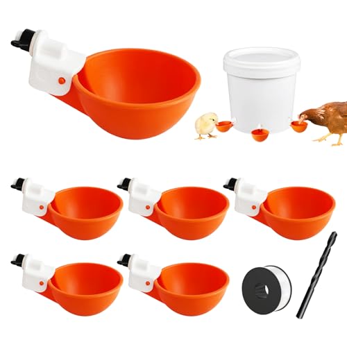 Große automatische Hühner-Bewässerungsbecher DIY Geflügel Huhn Bewässerungsset 5 Gallonen für Huhn, Ente (Orange, 6) von VandanCoop