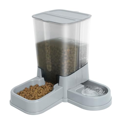 Vannon 2 in 1 Automatischer Katzenfutterspender Integrierter Schwerkraft-Katzenfutterspender und Wasserspender Set Auto Pet Feeder für Katzen und kleine Hunde, große Kapazität, leicht zu reinigen und von Vannon