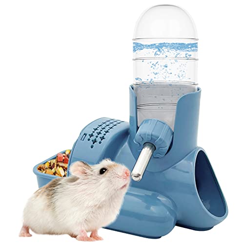 Vannon 3-in-1 Hamster-Wasserflasche, tropffrei, für kleine Tiere, automatischer Flaschenspender mit Futterbehälter, Hütte und Versteckboden, 120 ml, auslaufsicher, BPA-frei von Vannon