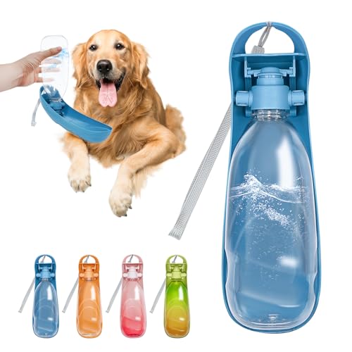 Vannon 538.6 g Hundewasserflasche, faltbare Hunde-Reisewasserflasche, tragbarer Hundewasserspender mit faltbarem Trinkbecher-Schüssel zum Spazierengehen, Wandern, leicht, auslaufsicher, BPA-frei, Blau von Vannon