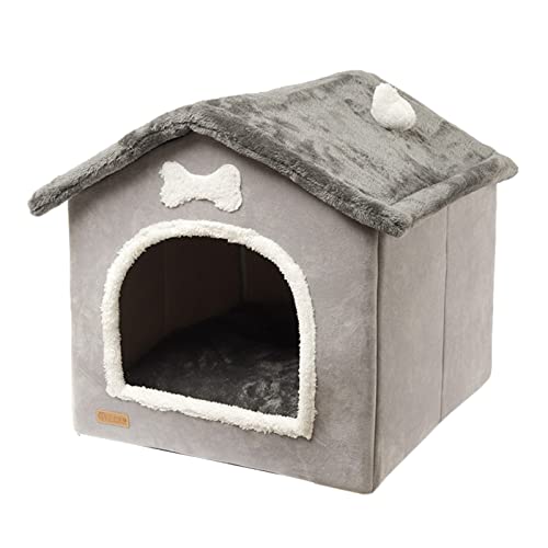 Hundehütte, Hundebett oder Katzenbett im Innenbereich, faltbare Hundehütte, Hundehütte, Bettmatte mit abnehmbarem Kissen, abgedeckte kleine Haustierhöhlen im Innenbereich, Katzenversteck für von Vansza