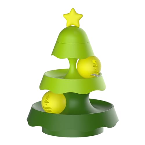 Katzenballbahn-Spielzeug, 3-stufige Plattenspieler, Katzenspielzeug, Bälle mit Katzenminze-Bällen, Weihnachtsbaum, Mini-Karussell, Katzenspielzeug, interaktives Kätzchen-Spaß, geistige körperliche von Vansza