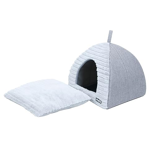 Katzenhäuser, Winter Warm Kleine Hunde Katzenstreu Jurte Haustier Herbst und Winter Warm Streu Winter Warm Katzenstreu mit Kratzunterlage und versteckter Katzenhöhle, für Indoor Pet Bed (L: 48.0 * von Vansza