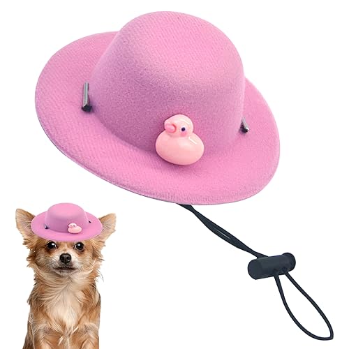 Lustige und niedliche Haustiermütze, verstellbar, Cartoon-Enten-Design, niedlicher Hundehut für kleine Tiere (Rosa) von Vansza