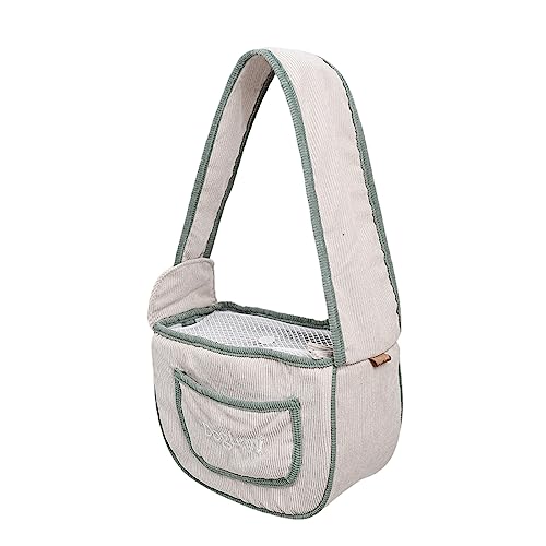 Tragetasche für Hunde, verstellbarer gepolsterter Gurt, Segeltuch, Haustier-Reisetasche, atmungsaktives Netzgewebe, harte Unterseite, für kleine, mittelgroße Hunde und Katzen (Beige) von Vansza