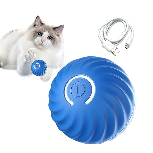 Vansza Neuer elektrischer intelligenter neckender Katzenball, automatisch bewegender hüpfender rollender Katzenball mit 2 Modi langer Akkulaufzeit, für Indoor-Katzen, Hunde, Haustiere, Training (Blau) von Vansza